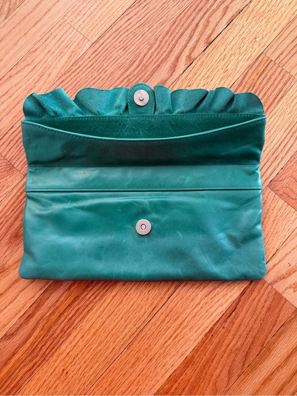 HOBO INTERNATIONAL AUDREY VINTAGE LEATHER CLUTCH teal